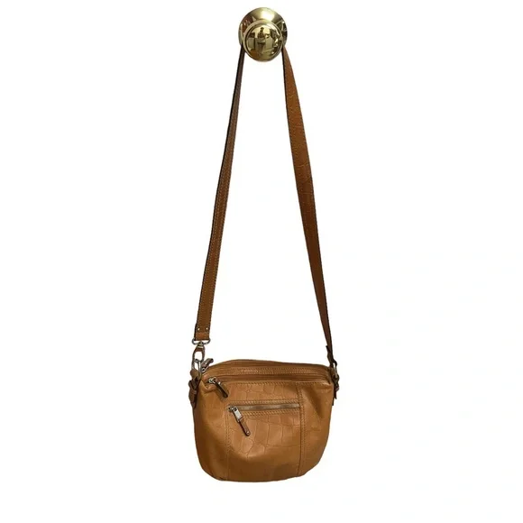 TIGNANELLO Larger Leather Bag Pockets Organizer Convertible Long Strap Tan - Picture 9 of 16